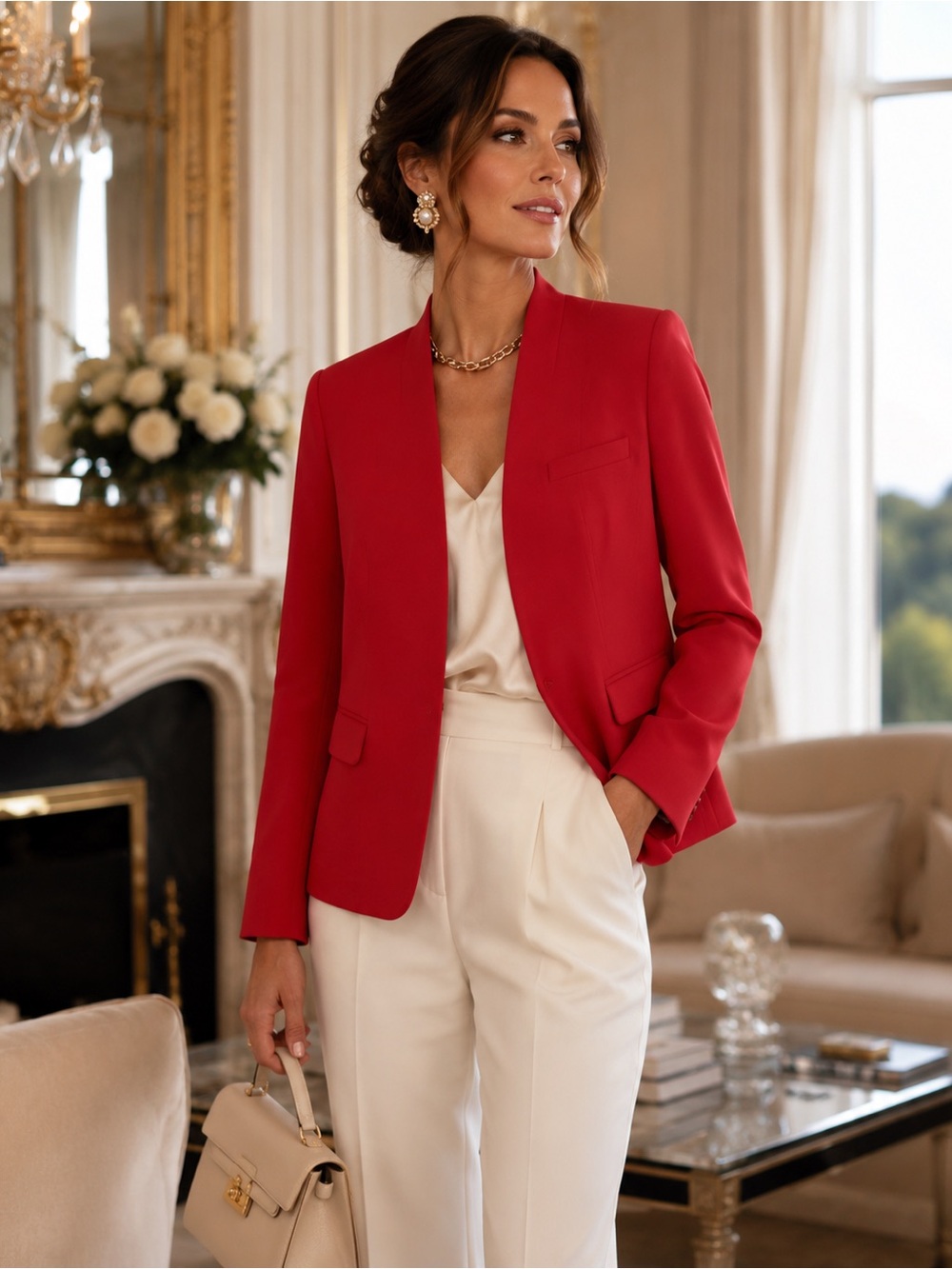 INC International Concepts Bold Red Open-Front Blazer